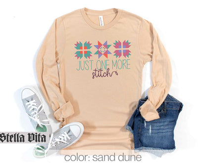Just One More Stitch Quilt Block Long Sleeve Shirt