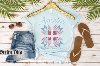 America Land of the Free Home of the Brave Patriotic Quilting T-Shirt