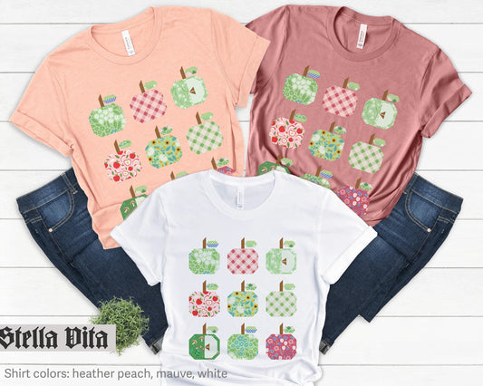 Fall Apple Picking Nine Blocks Quilting T-Shirt
