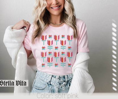 Spring Wild Flower Quilt Block T-Shirt