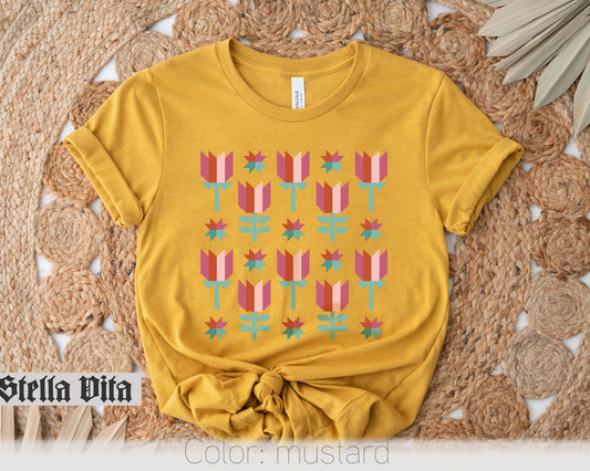 Spring Wild Flower Quilt Block T-Shirt