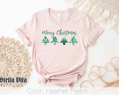 Merry Christmas Quilt Tree T-Shirt