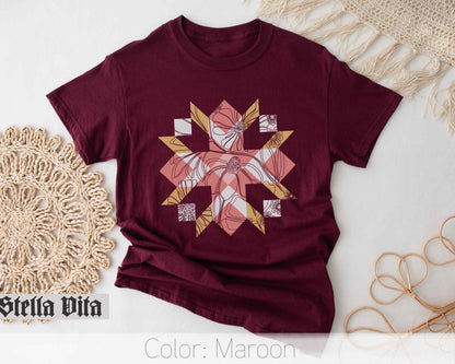 Minimalist Wild Flower Quilt Block T-Shirt