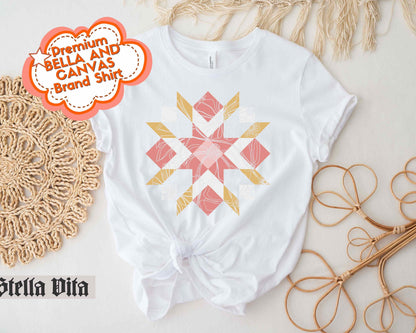 Minimalist Wild Flower Quilt Block T-Shirt