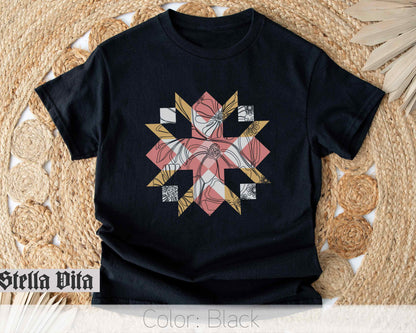 Minimalist Wild Flower Quilt Block T-Shirt