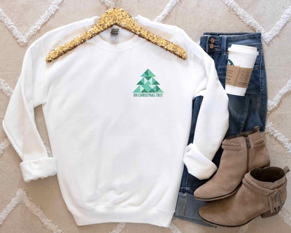 Oh Christmas Tree Small Pocket Design Quilt Block Sweatshirt