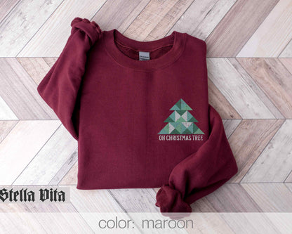 Oh Christmas Tree Small Pocket Design Quilt Block Sweatshirt