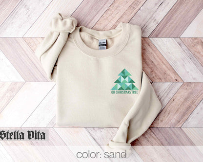 Oh Christmas Tree Small Pocket Design Quilt Block Sweatshirt